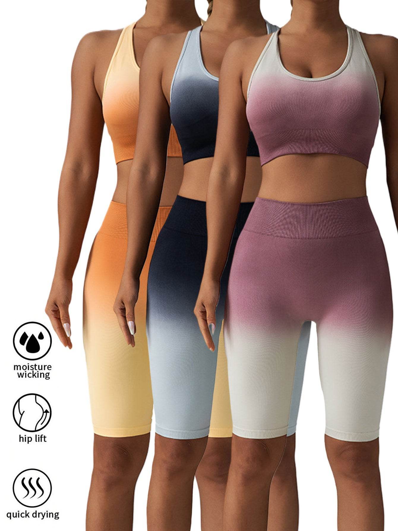 3 Pack Women Workout Shorts Scrunch Shorts Seamless High Waisted Contour Gym Yoga Biker Shorts - Mubimart