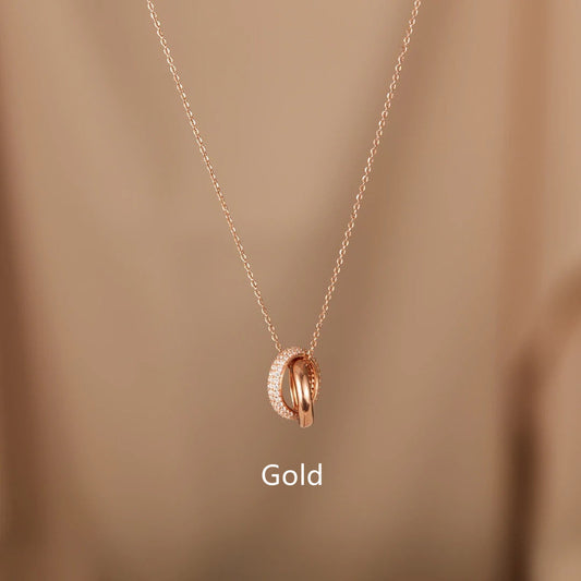 S925 Sterling Silver Interlocking Necklace For Women