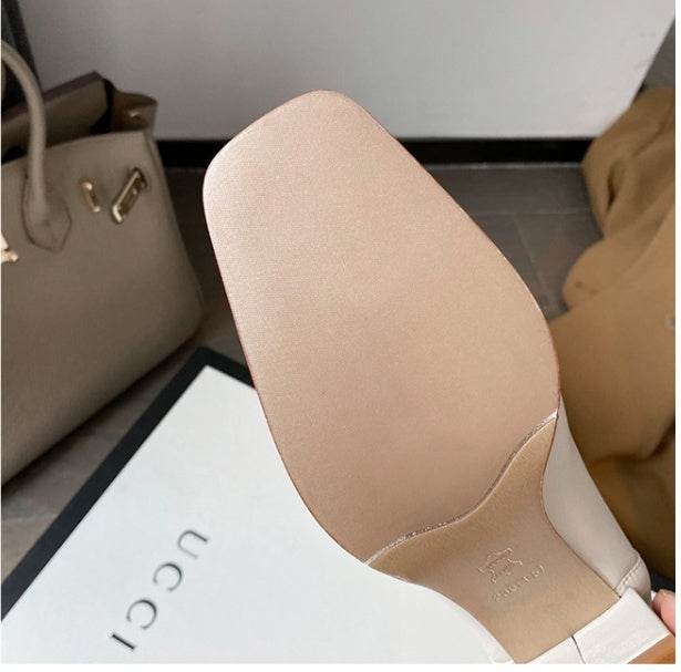 Women's Long Boots With Thick Heels And Square Head Show Thin Tall Thick Legs Elastic Large Circumference - Mubimart