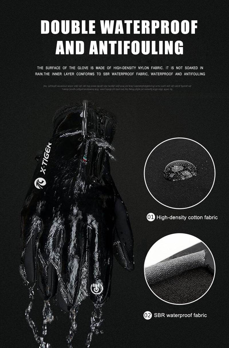 X-TIGER Winter Touch Screen Gloves Full Finger Zipper Touch Screen Men And Women Windproof Warm Cycling Sports Fleece Mountaineering - Mubimart