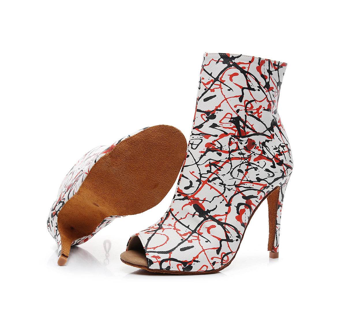 Women's Adult High Heel Stage Boots Graffiti Mid-calf - Mubimart