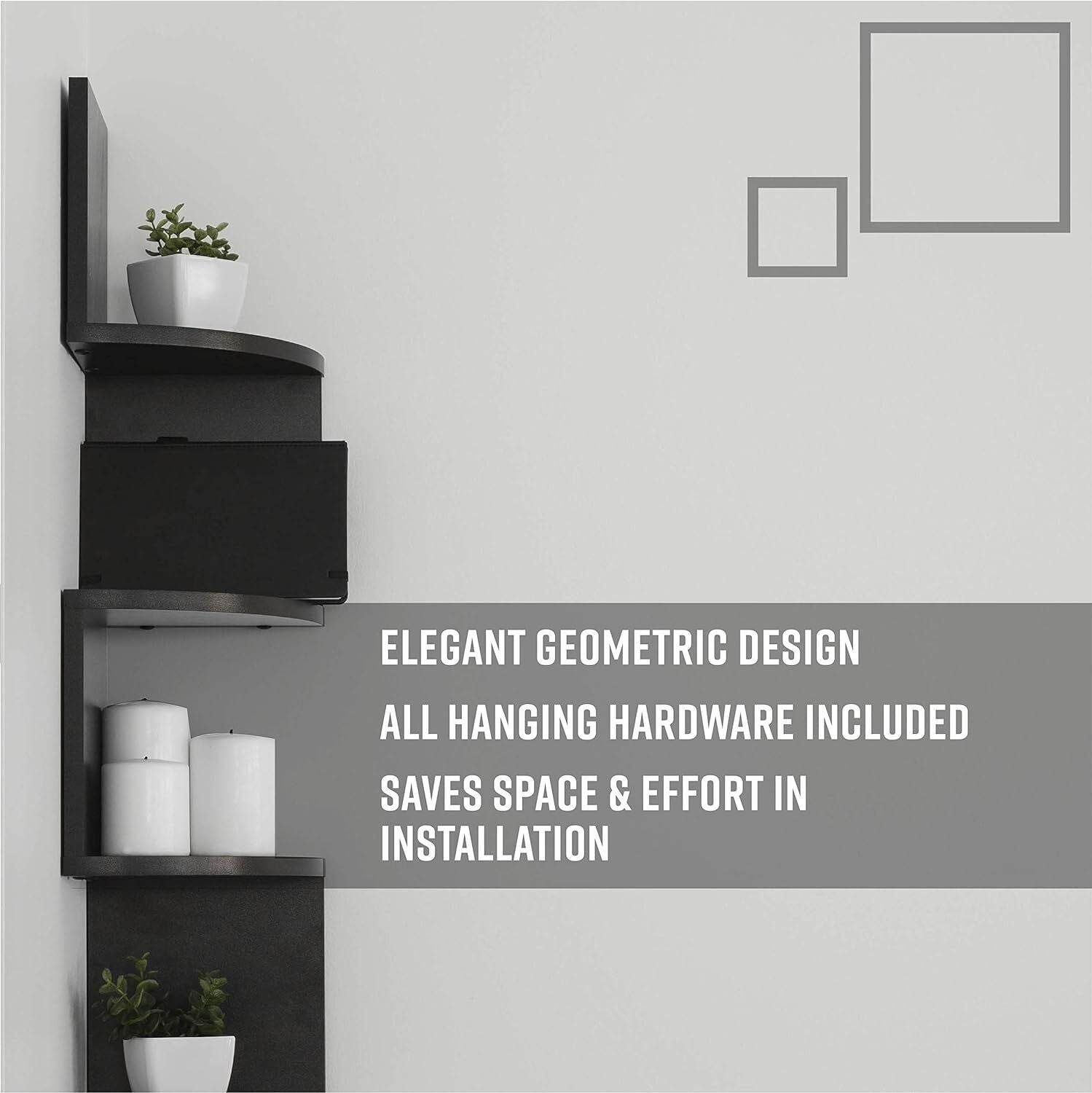 New 5 Tier Floating Wall Shelves Corner Shelf Storage Display Bookcase Unit - Mubimart