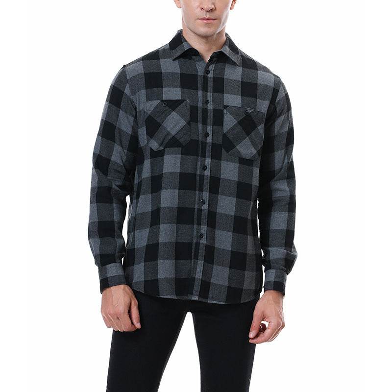 Men's Plaid Flannel Brushed Thermal Shirt - Mubimart
