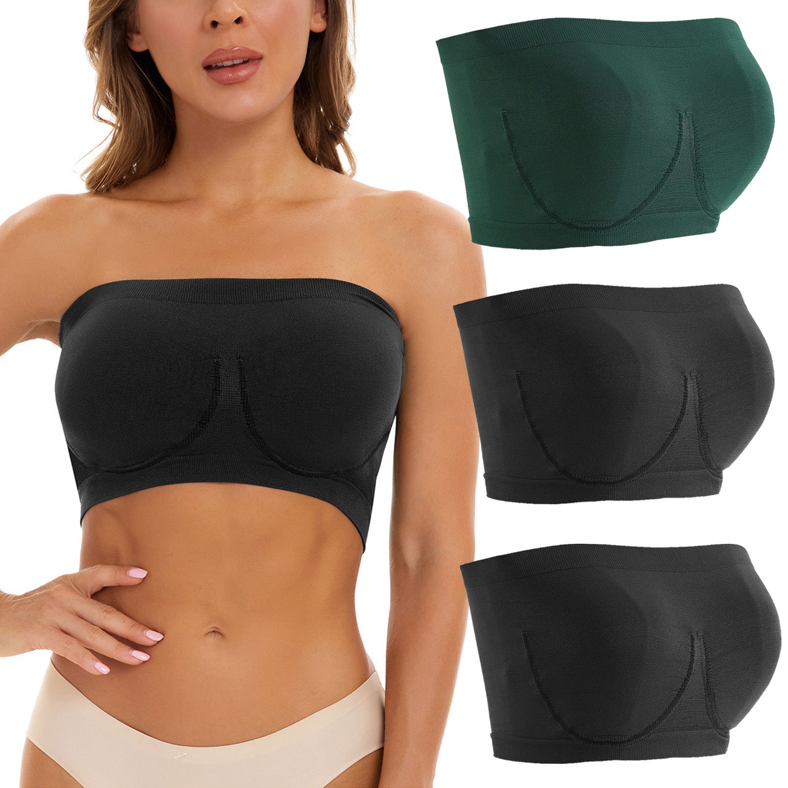 Plus Size Women's Seamless Bandeau Bra - Mubimart -  