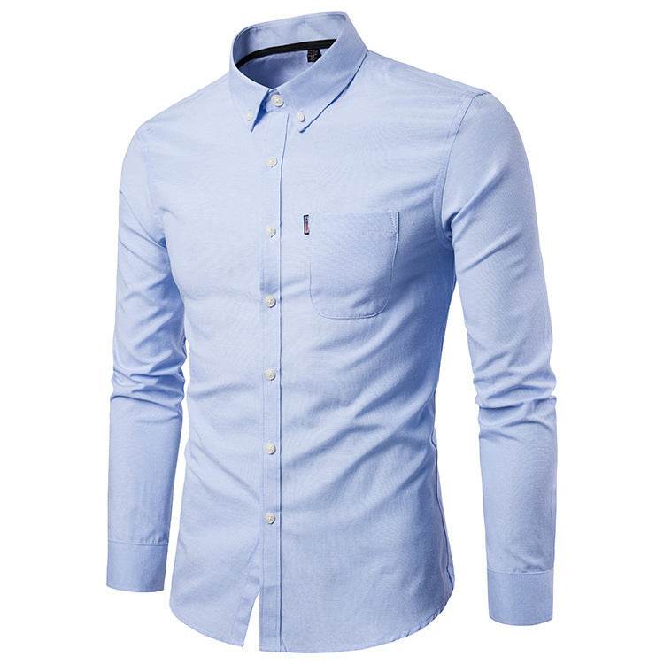 Men S Shirts Korean Men Slim Long Sleeve Dress Shirt - Mubimart