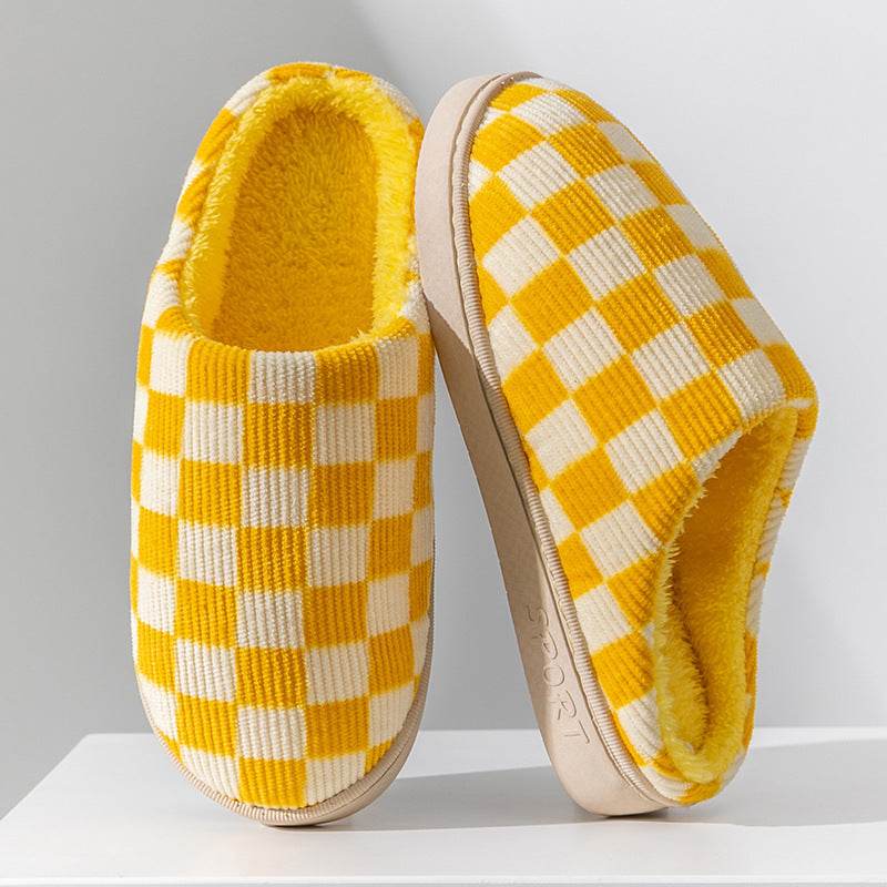 Gradient Slippers Plush Winter Shoes Women House Bedroom Slippers - Mubimart