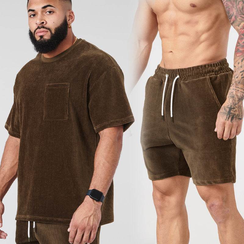 Men's Workout Exercise T-shirt Shorts Suit - Mubimart