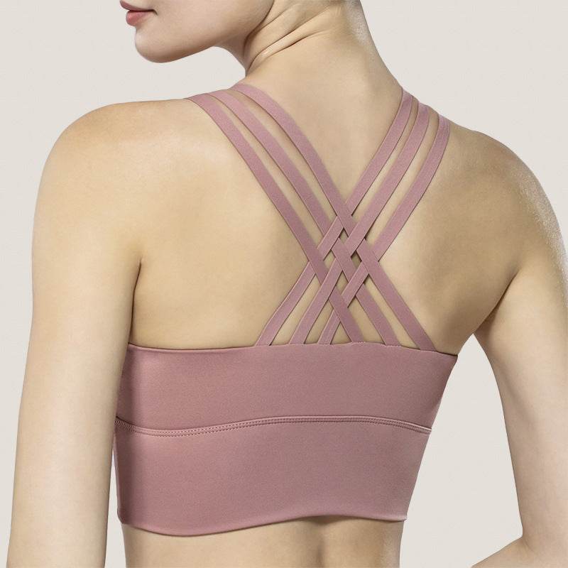 Cross-back Shockproof Fitness Plus Size Sports Bra - Mubimart