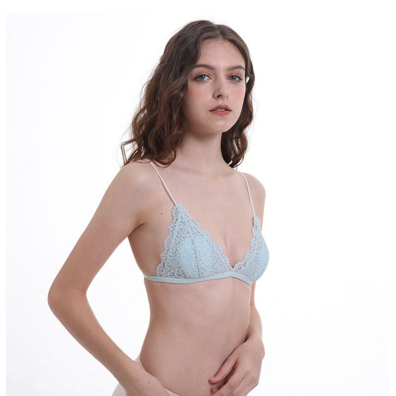 Women's Thin French Lace Wireless Bra - Mubimart -  