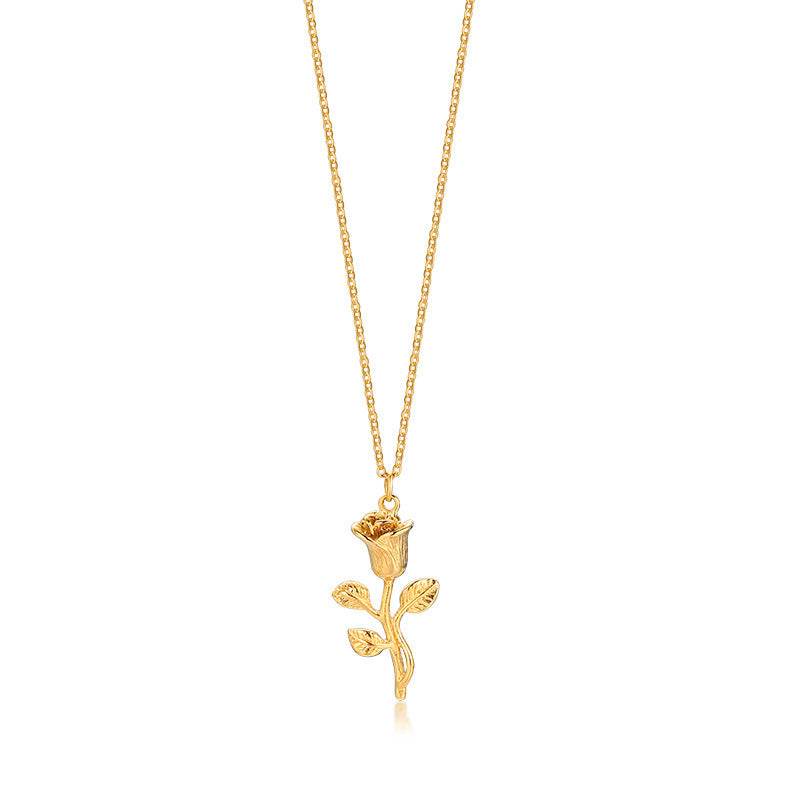 Stainless Steel Gold Roses Necklace For Men New Fashion Gold Cross Pendent With Chain Necklace Jewelry Men Necklace - Mubimart