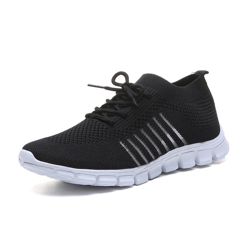 Casual Ladies Shoes Breathable Women Flying Knit Sports Shoes Flat Shoes - Mubimart