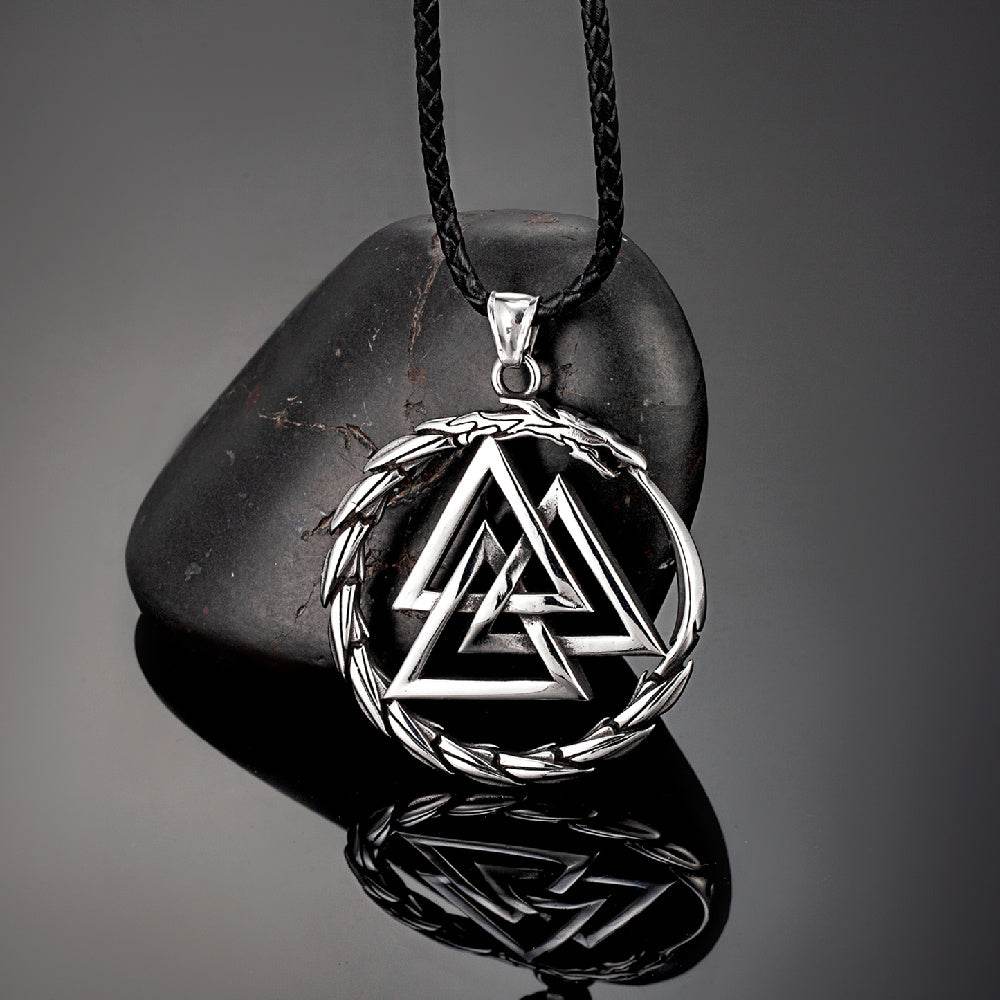 Punk Vikings Dragon Stainless Steel Necklace Mens Nordic Run - Mubimart