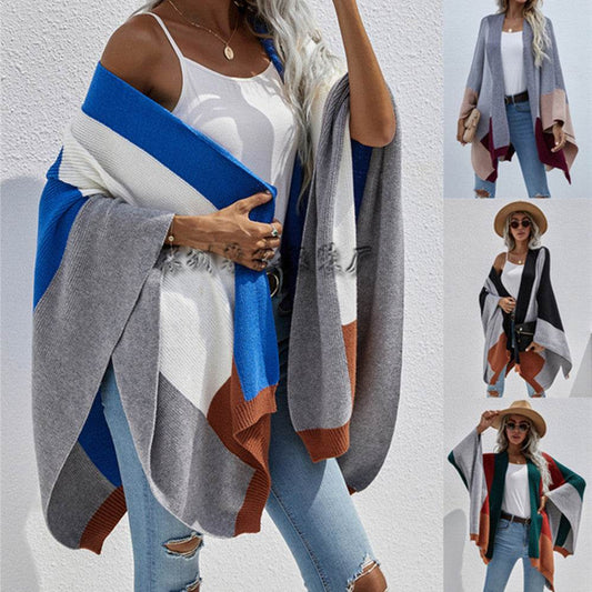 Women's Check Plus Size Loose Knit Cardigan - Mubimart