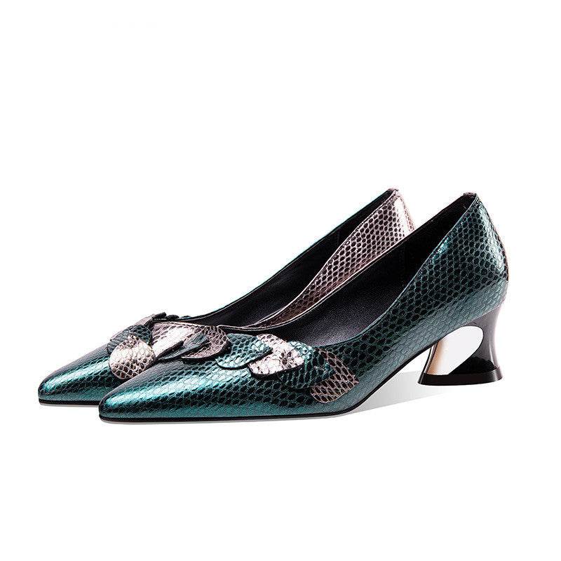 Low-Heel Pointed Toe All-Match Pumps - Mubimart