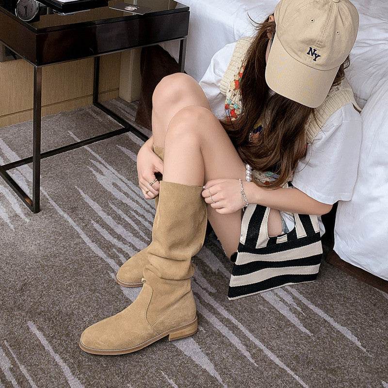 Tall Flat Retro Cowboy Boots Women's - Mubimart