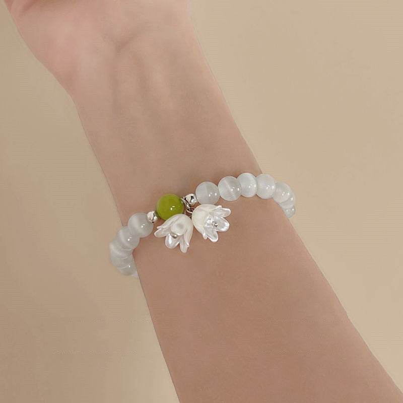 Retro Fairy Linglan Flower Beaded Bracelet For Women - Mubimart