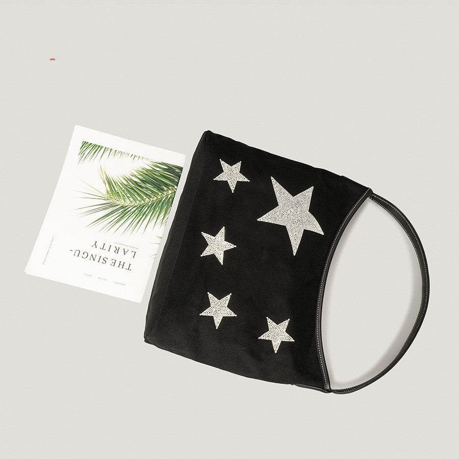Retro Five-pointed Star Rhinestone Tote Bag For Women - Mubimart