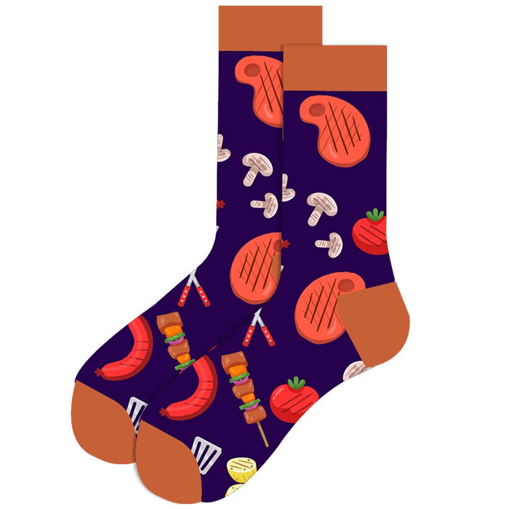 Men's Socks Santa Claus Moose Men's Mid-tube Socks Tide Cotton Socks - Mubimart
