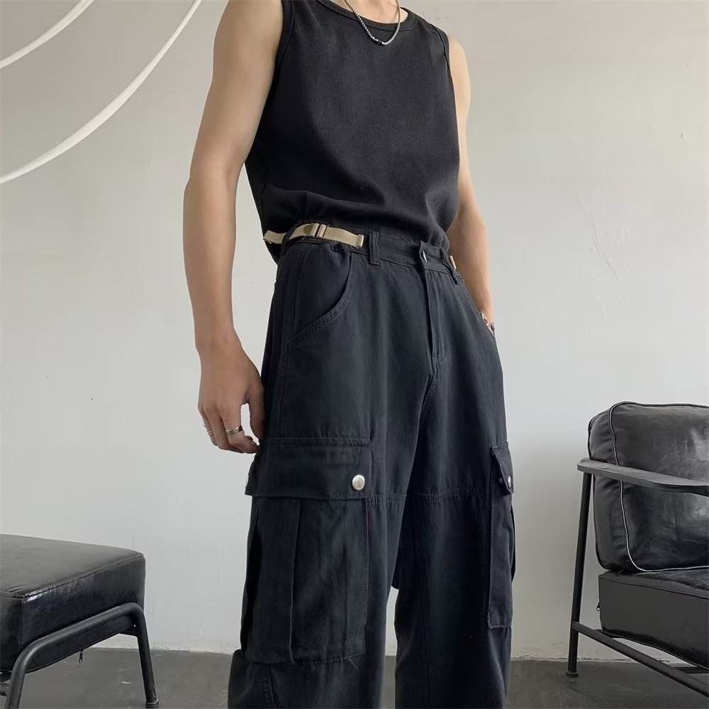 American Retro Ami Khaki Overalls Men's Autumn - Mubimart