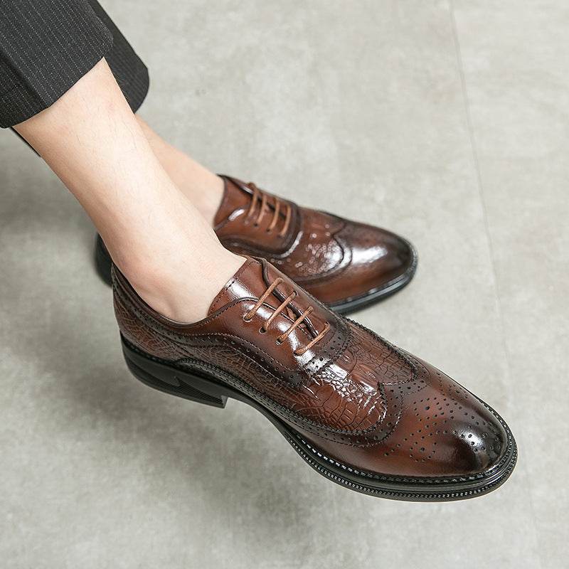 Men's British Dress Crocodile Oxford Shoes - Mubimart