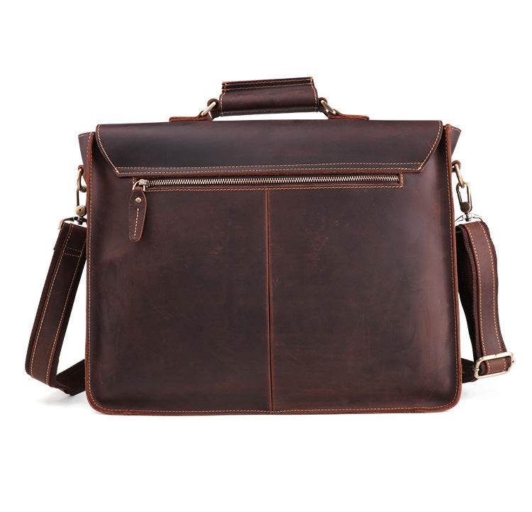 Genuine Leather Men's Business Briefcase - Mubimart