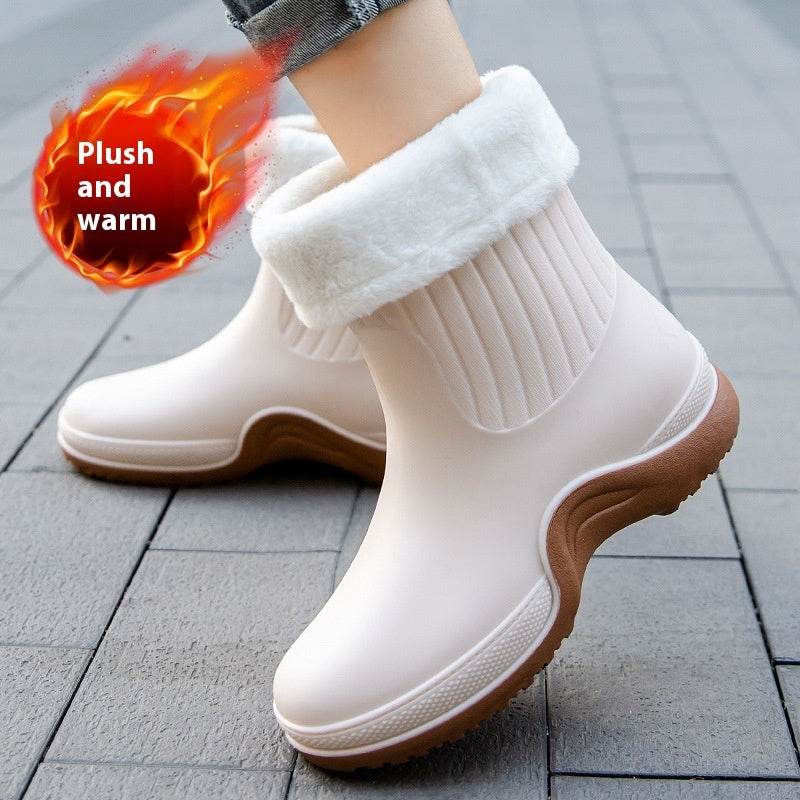 Women's Mid-calf Waterproof Soft-soled Rain Boots - Mubimart
