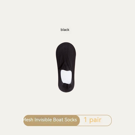 Women's Mesh Boat Socks Summer Thin Cotton Bottom Non-slip Tight Ice Silk Arbitrary Cut Women's Low Cut Invisible Socks - Mubimart