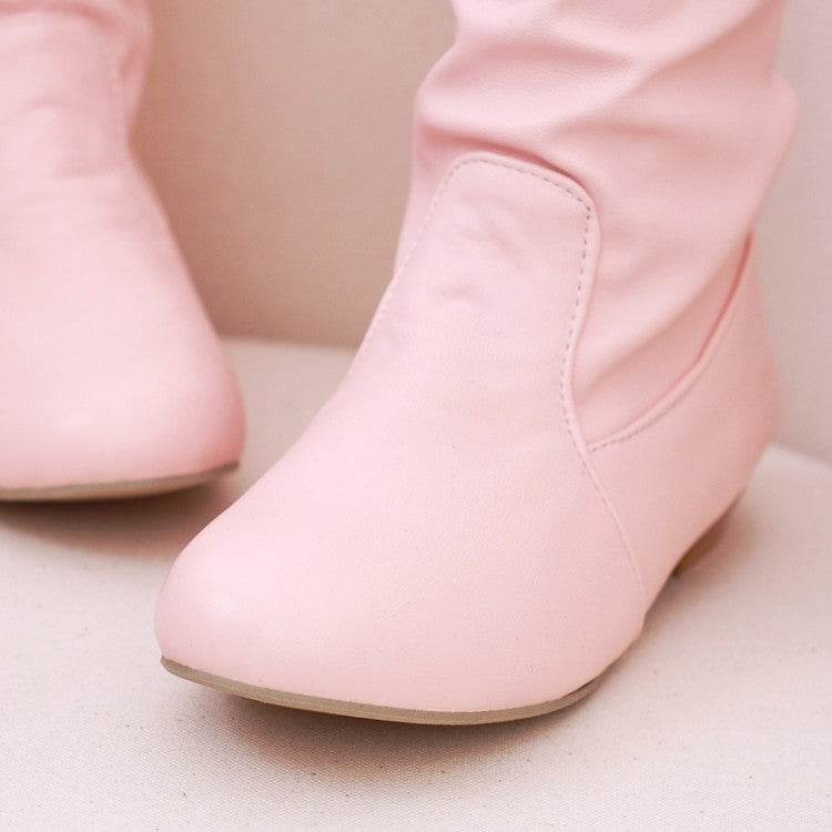 Mid-calf Belt Buckle Knight Boots Ladies - Mubimart
