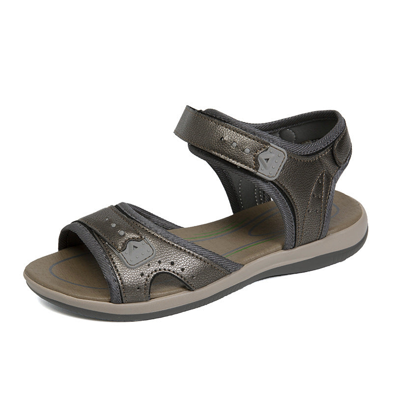 Casual Comfort Flat Fish Mouth Hollow Velcro Beach Sandals