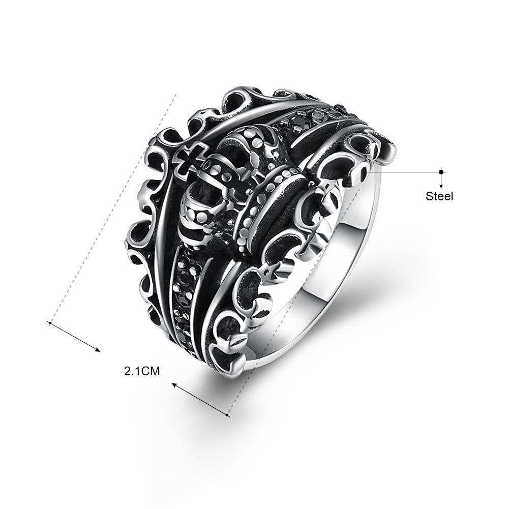 Ring Men Punk Style Crown Ring European And American Style Accessories Ring - Mubimart