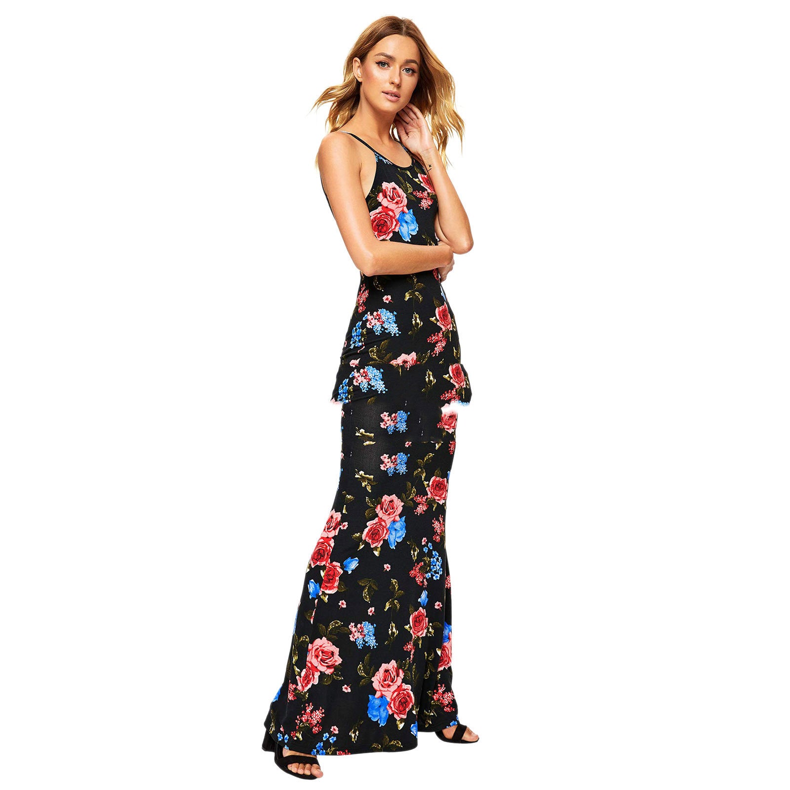 Women's Corset Milk Silk Maxi Suspender Print Dress - Mubimart -  