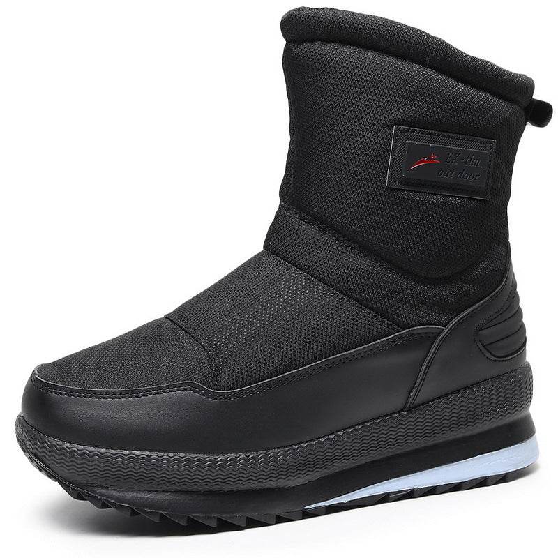 Men's Waterproof Snow Boots Short Ski Boots Fleece-lined Hiking Shoes - Mubimart