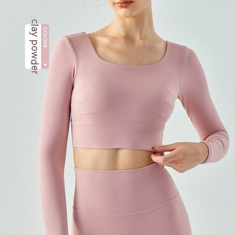Outer Wear Chest Pad Workout Top - Mubimart