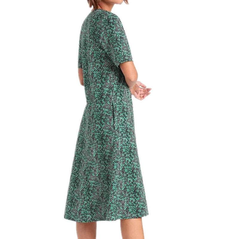 Summer Plus Size Women's Floral Print Midi Dress - Mubimart
