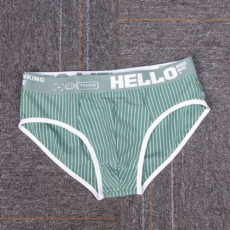 Striped Cotton Triangle Men's Briefs Low Waist Breathable Men's Underwear Briefs - Mubimart