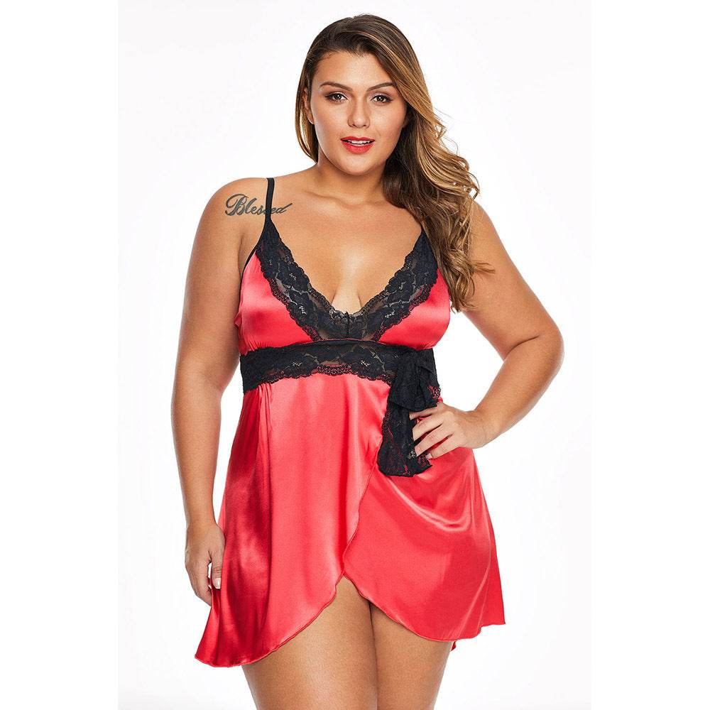 Plus Size Sexy Lingerie Homewear Women's Lace Lace Pajamas For Fat Girls - Mubimart