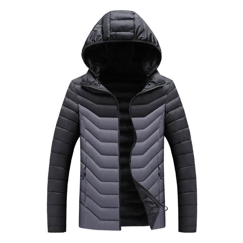 Hooded Padded Winter Jacket Slim Fit Imitation Down Padded Jacket Thick Mens Autumn And Winter - Mubimart