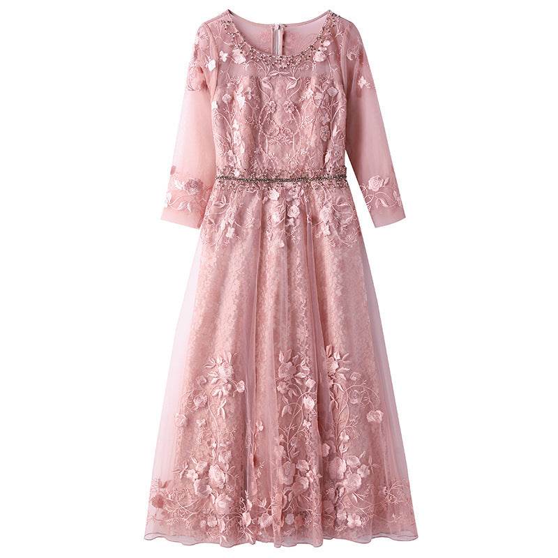 Formal Occasion Delicate Nailed Diamond Long Dress - Mubimart