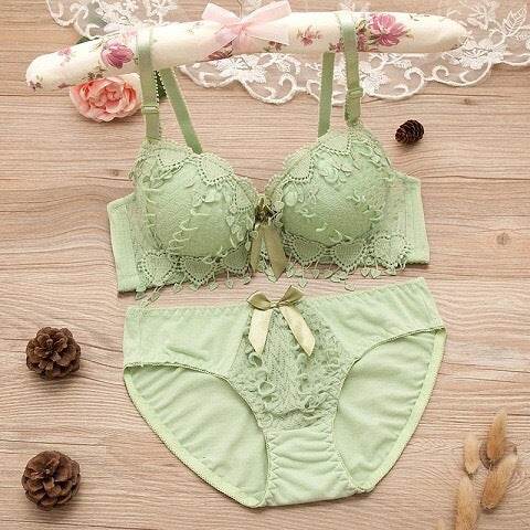 Thin Lace Push Up Adjustable Bra Set - Mubimart