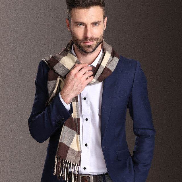 New Europe Fashion Shawl Scarves Men Winter Warm Tartan - Mubimart