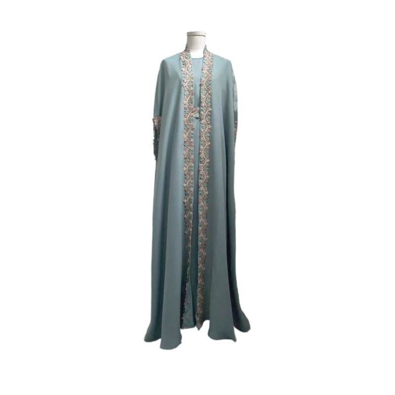 Muslim Two-piece Set Plus Size Heavy Industry With Belt Female Robe - Mubimart