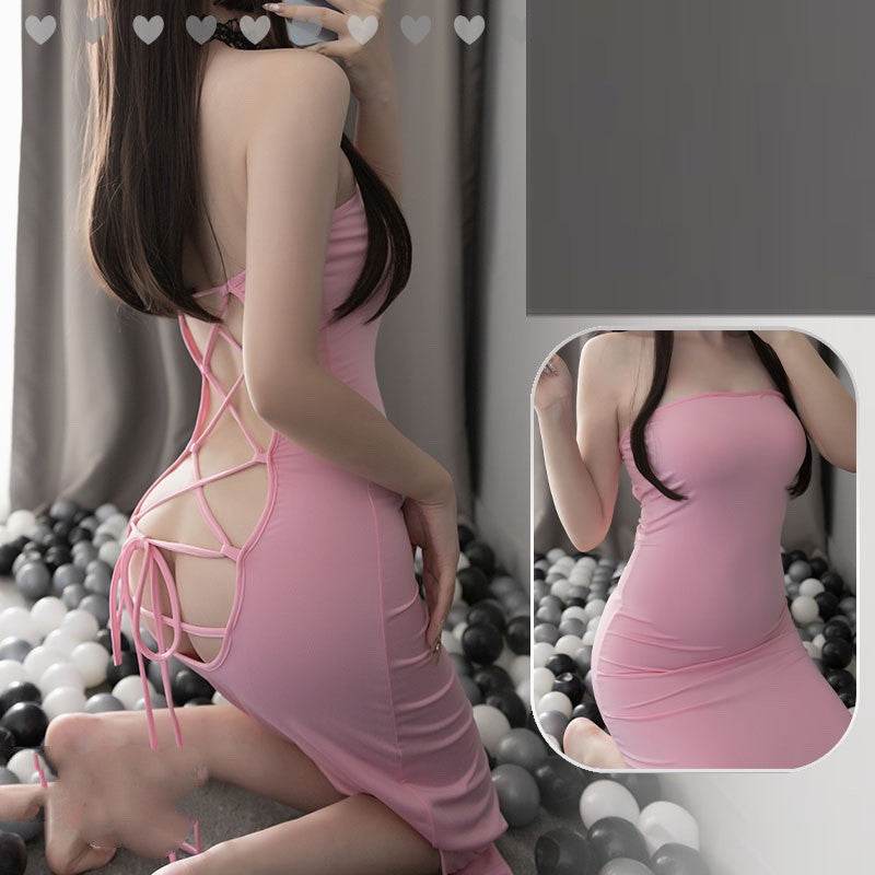 Long Skirt Lace Up Plus Size Erotic Lingerie Leopard Print - Mubimart