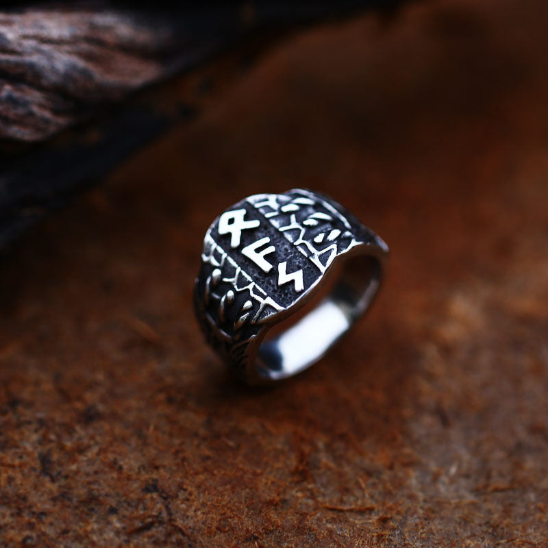 Vintage Stainless Steel Viking Ring Men