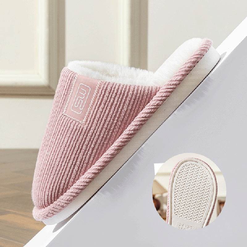 Fashion Indoor Home Slippers Non-slip Floor Shoes For Women Men Soft Bottom Velvet Fur Slides House Shoes Bedroom Slipper - Mubimart
