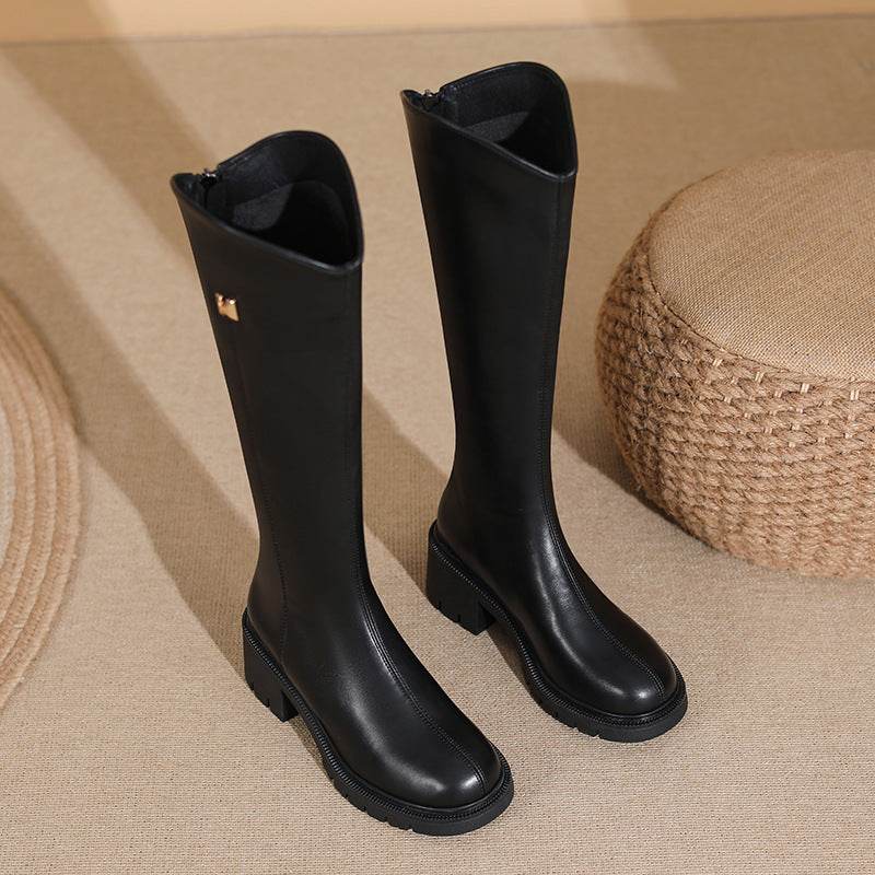 Winter Thick Bottom Tall Knight Boots - Mubimart