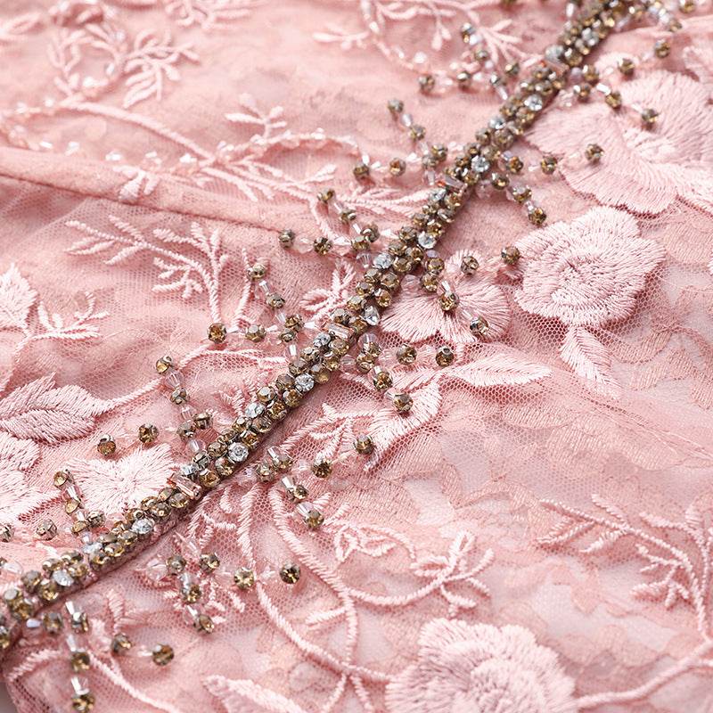 Formal Occasion Delicate Nailed Diamond Long Dress - Mubimart