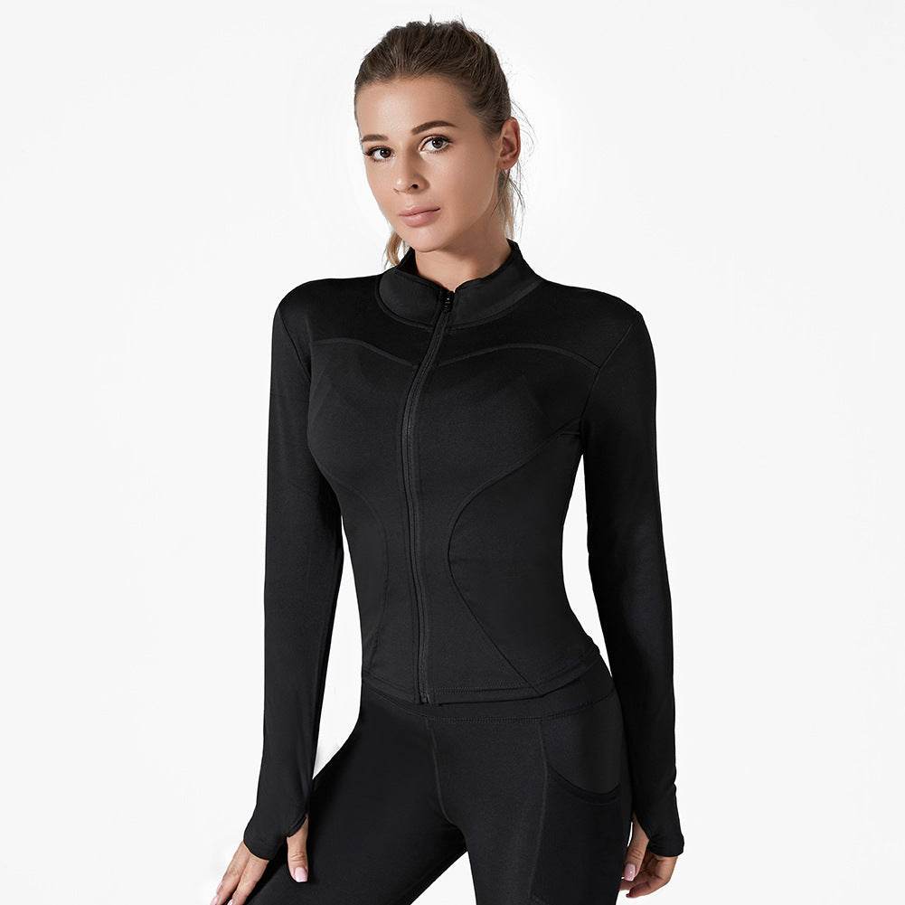 Running Training High Elastic Breathability Jacket Long Sleeve Top Workout Clothes - Mubimart