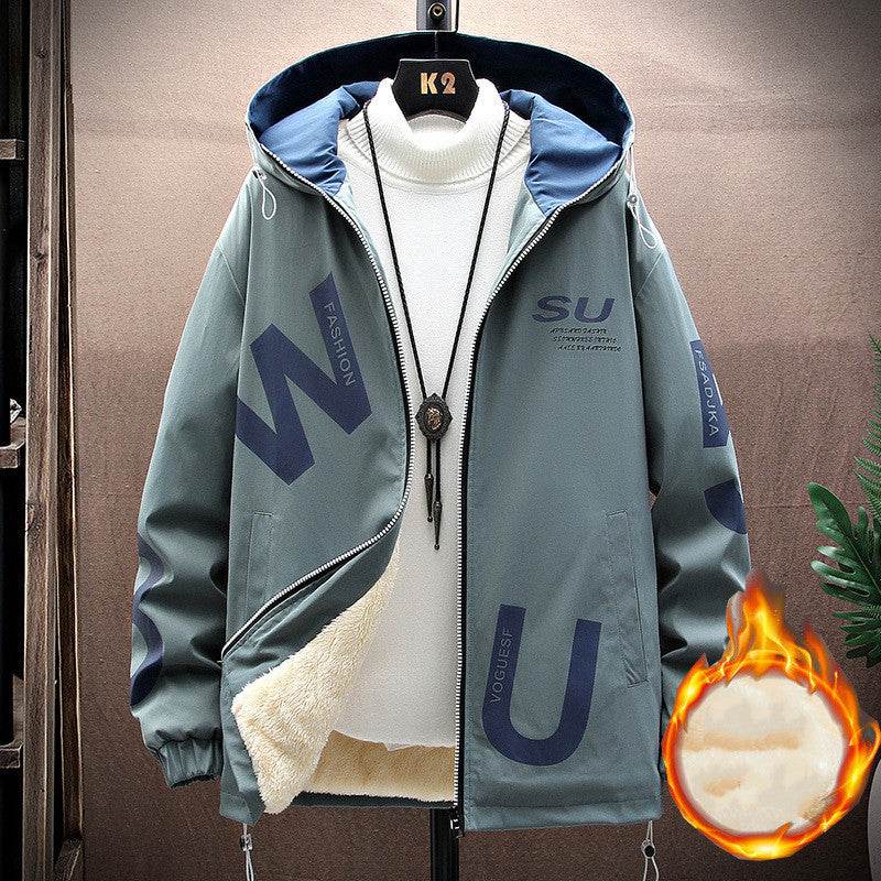 Men's Casual Cropped Fleece Jacket Hooded Jacket - Mubimart