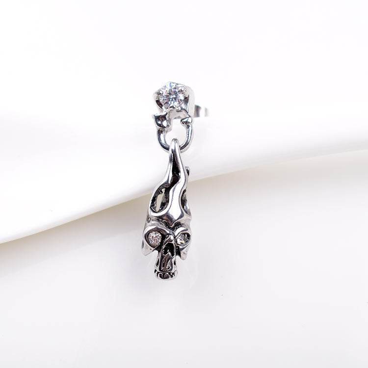 Titanium Steel Casting Ghost Head Ear Studs Men Personalized Earrings - Mubimart