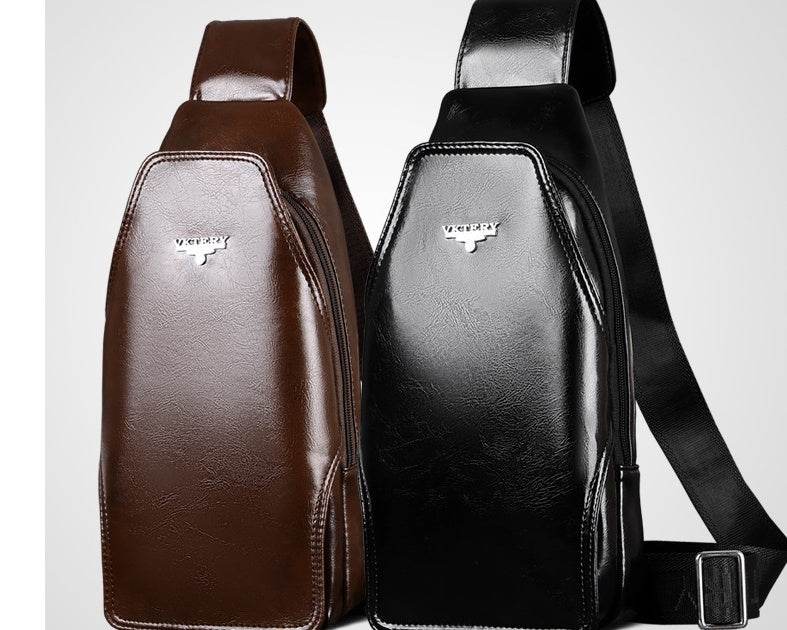 Men's Fashion Crossbody Bag Theftproof Leather Business Sling Bags Male Casual Chest Bags Shoulder Bags Chest Waist Pack - Mubimart